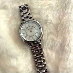 Nine West silver watch, opalescent face